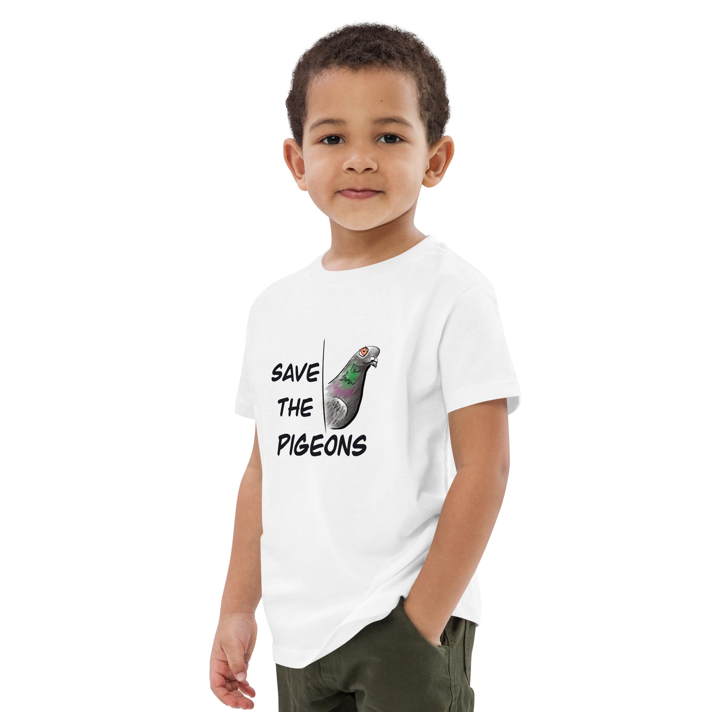 Organic cotton kids t-shirt "Save the pigeons"