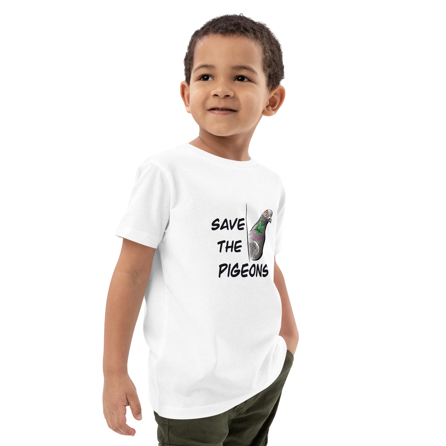 Organic cotton kids t-shirt "Save the pigeons"