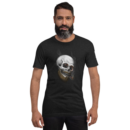 Smoking scull hi quality black t-shirt