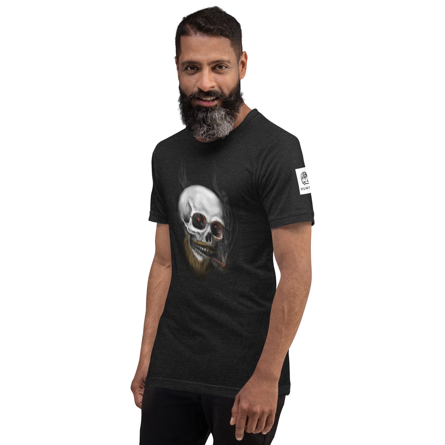 Smoking scull hi quality black t-shirt